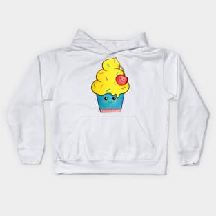 Cute as a Cupcake - Happy Colorful Cupcake With a Cherry on Top Kids Hoodie